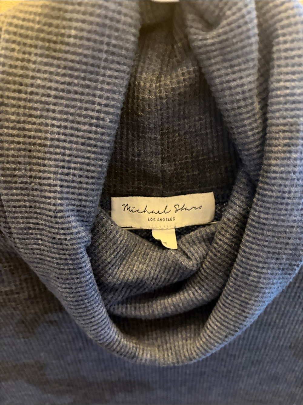 Michael Stars Men’s Blue-Gray Ribbed Turtleneck Sweater